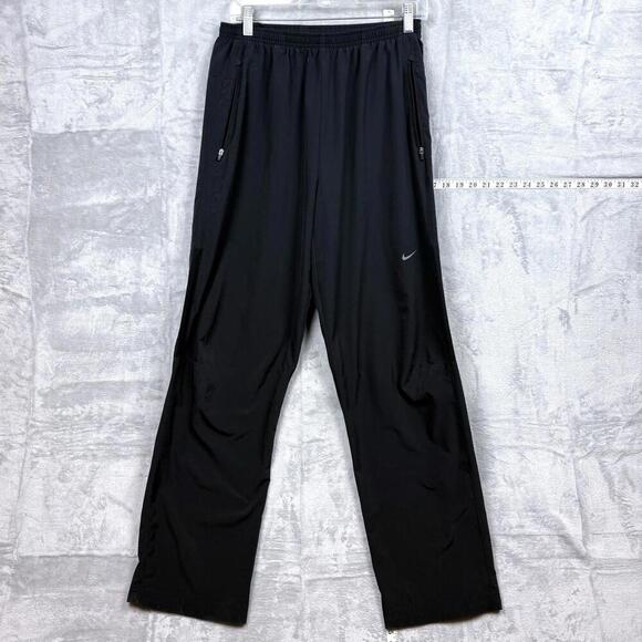 Nike Dri-Fit Black Track Pants Men Size M Lightweight Zip Hem Athletic Running - Picture 3 of 11